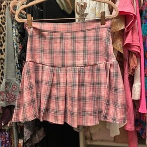 SHEIN Pink Plaid Skirt